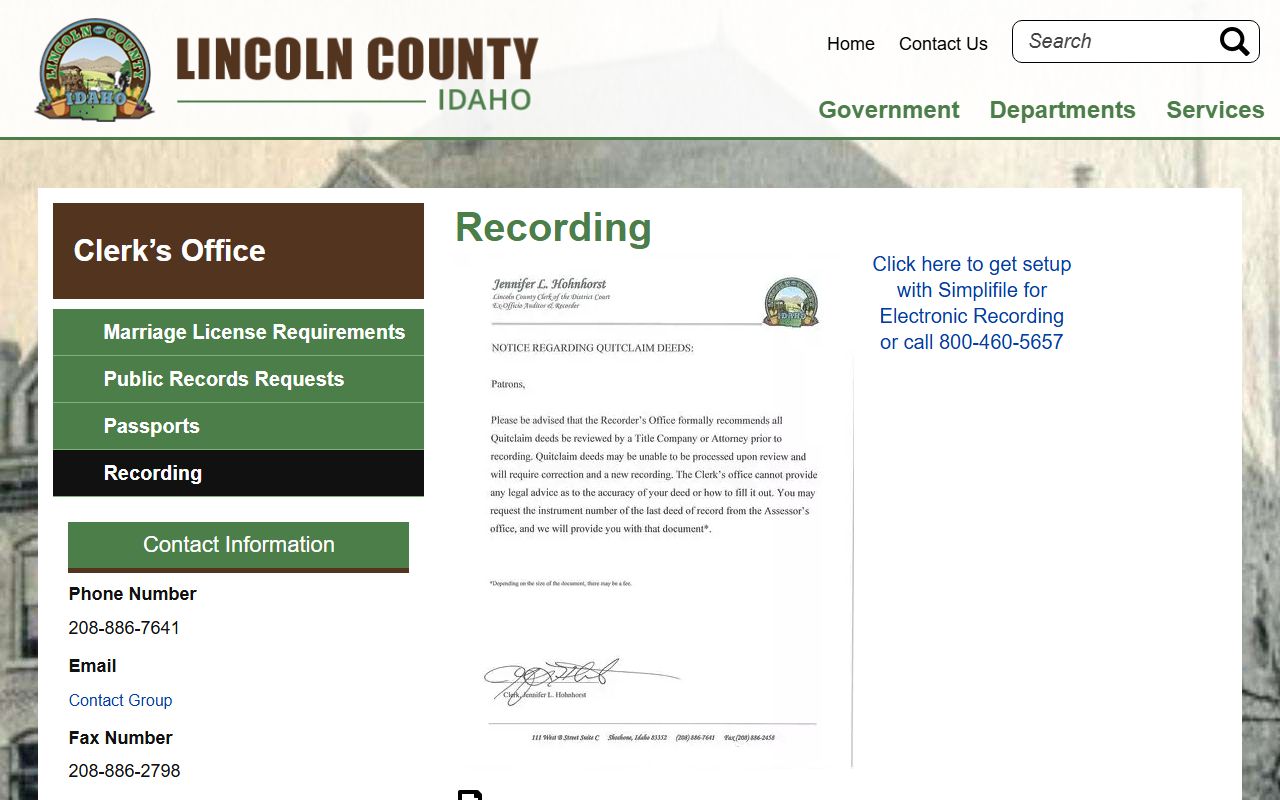 Lincoln County Clerk recording records source page