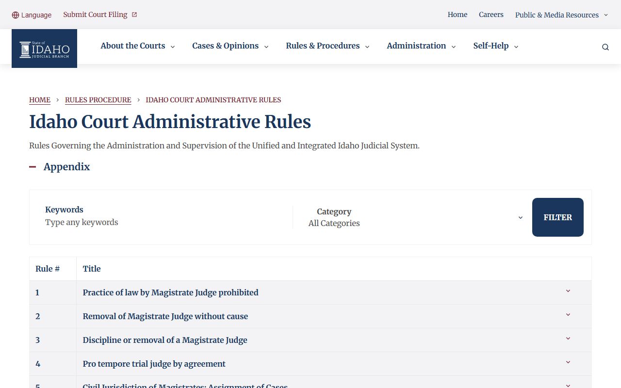 Lincoln County court records Idaho Court Administrative Rules