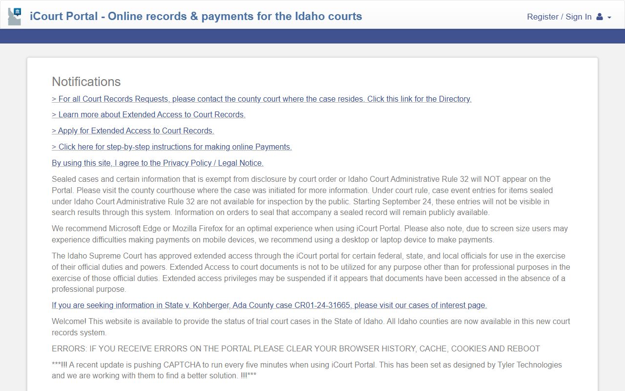 Lincoln County court records Idaho iCourt Portal
