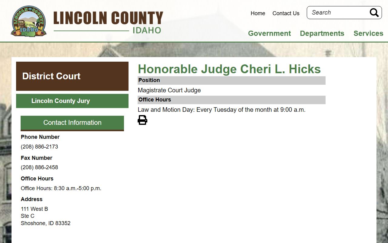 Lincoln County District Court Magistrate Judge Cheri Hicks records source