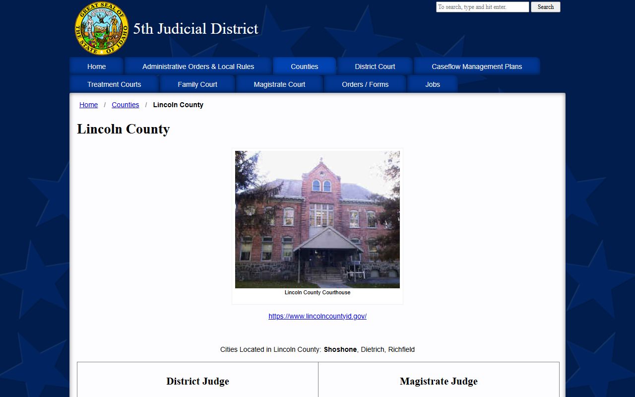 Lincoln County Court records Fifth Judicial District source page