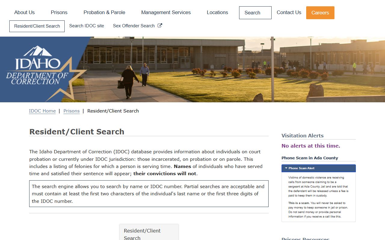 Lincoln County inmate search IDOC resident client search