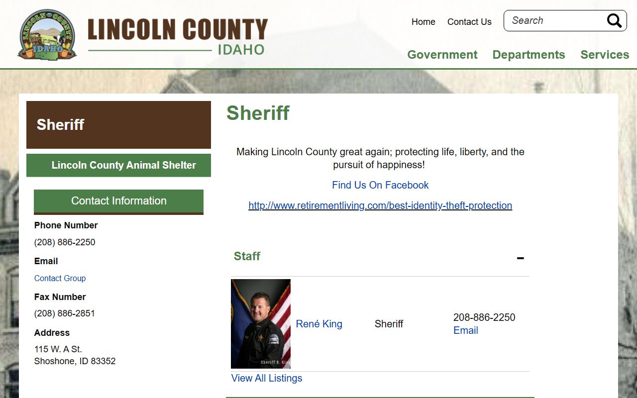 Lincoln County inmate search sheriff office page