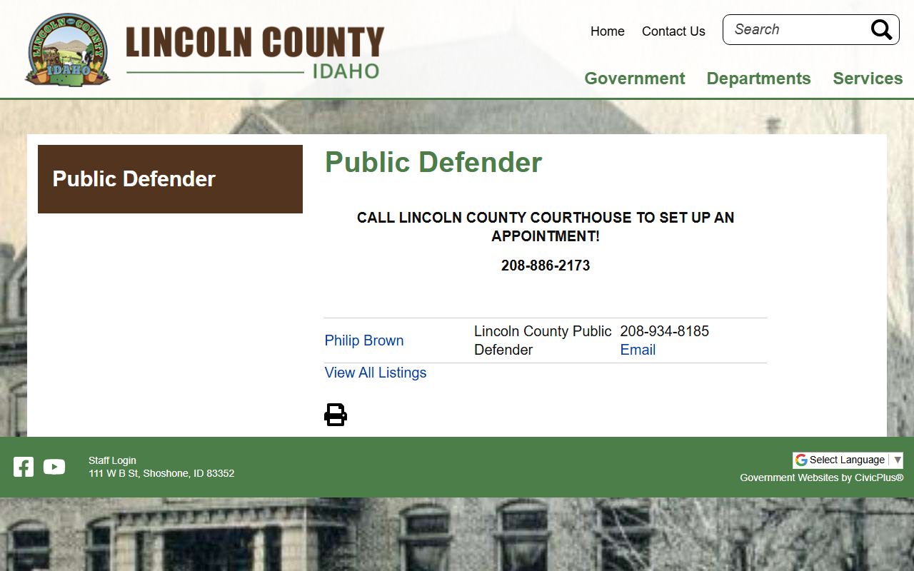 Lincoln County marriage and divorce records public defender appointment instruction