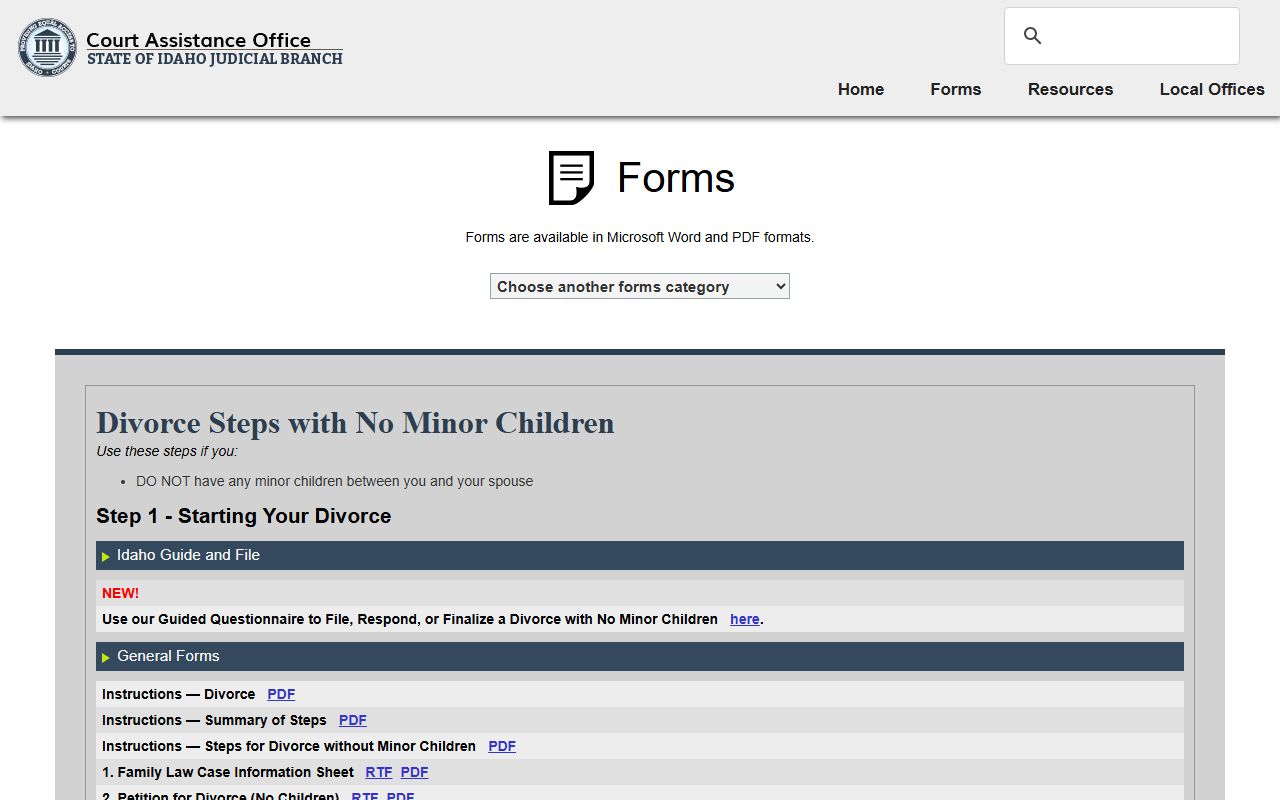 Lincoln County probate records Idaho divorce forms
